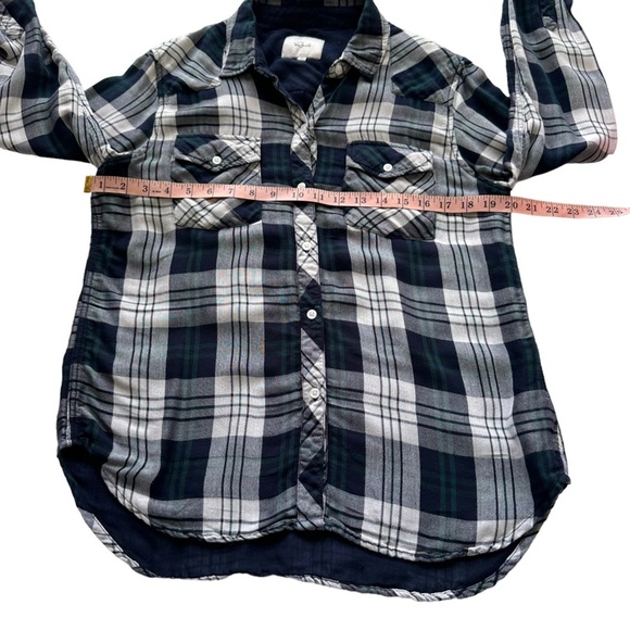 Rails Sz M Women's Kendra White Navy Forest Thick Lined Button Down Shirt - Picture 11 of 14